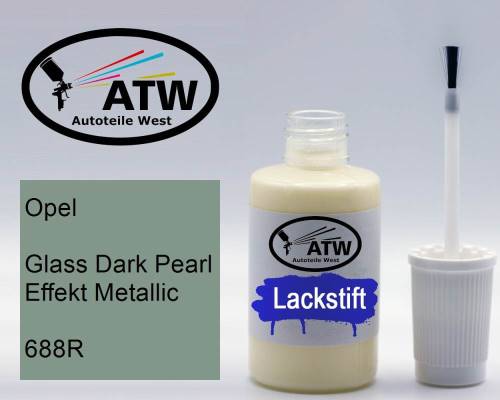 Opel, Glass Dark Pearl Effekt Metallic, 688R: 20ml Lackstift, von ATW Autoteile West.